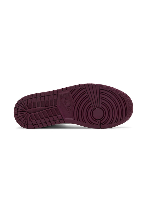 sneakers Air Jordan 1 High Bordeaux white suola con swoosh 